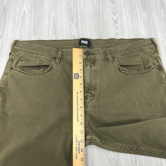 PAIGE Lennox JEANS Smokey Green Pants Men's 40 Stretch Casual - Picture 10 of 12